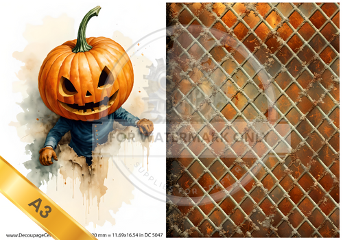 A3 Pumpkinhead - One Sheet with two Complimentary Designs Rice Paper DC5047