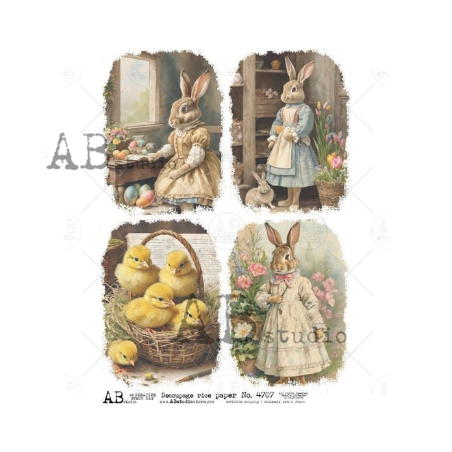 A4 Art Country Bunnies  Rice Paper ID4707