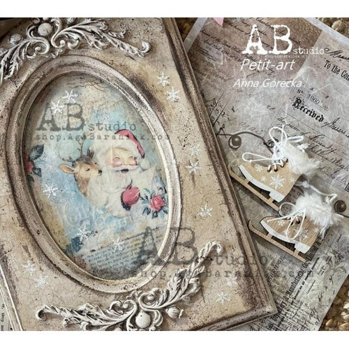 A4 Ole Shabby Santa Christmas Rice Paper, AB Studios 0366