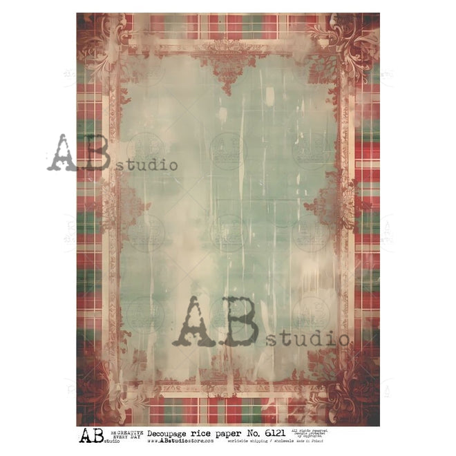 A4 Patina Plaid  Rice Paper for Decoupage AB Studios 6121