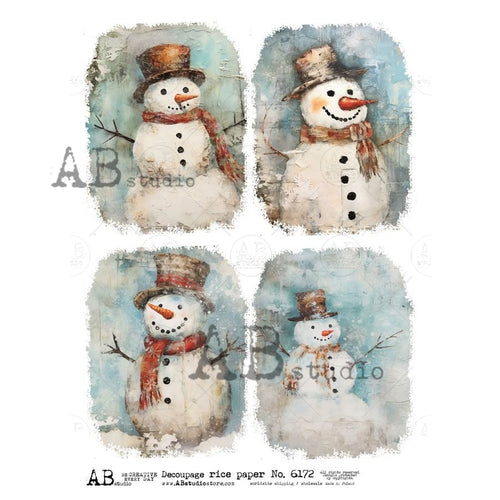 A4 Rustic Snowman Quad AB Studios 6172
