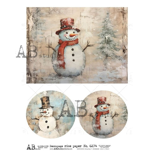 A4 Rustic Snowman Trio AB Studios 6174
