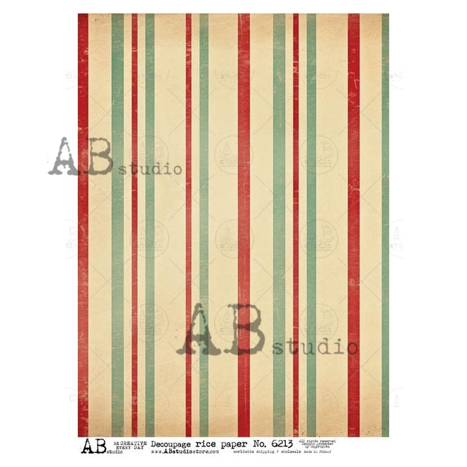 A4  Really Retro Christmas Stripes Background  Rice Paper 6213