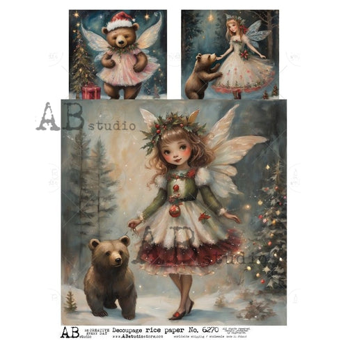 A4 Winter Woodland Fairies Rice Paper AB Studios 6270