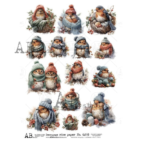 A4 Christmas Birds Ready for Winter Multi AB Studios 6293
