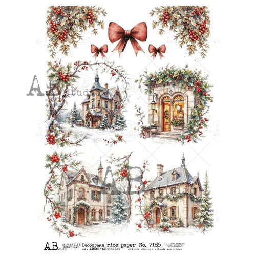 A4 Storybook Manor Lane Rice Paper for Decoupage AB Studios 7185