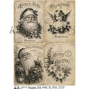 A4 Vintage Christmas Greetings AB Studios Rice Paper 8006