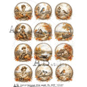 A4 AB 8057 Autumn Country Medallions Rice Paper