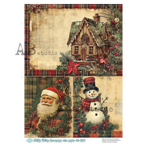 A4 Victorian Christmas Trio Paper, Milky Valley ID 490