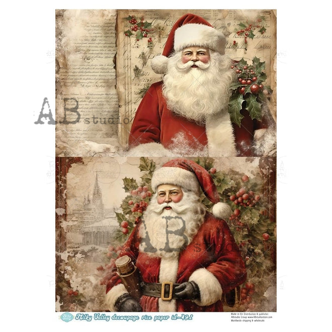 A4 Victorian Santa Duo Rice Paper Milky Valley ID 491