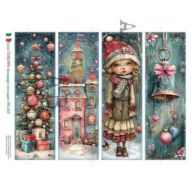 A4 Christmas 4 Rectangles Carte Italiano 222