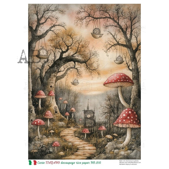 A4 Carte 816 Enchanted Toadstool Path Rice Paper
