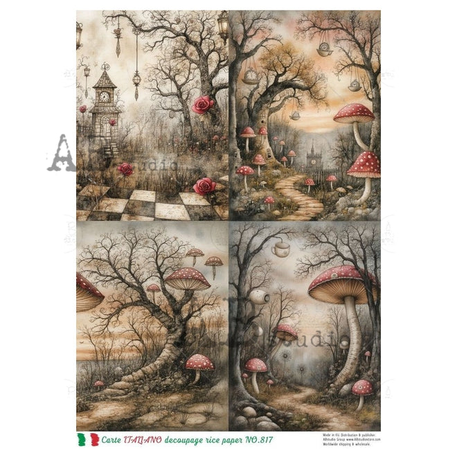 A4 Carte 817 Twilight Mushroom Grove Rice Paper