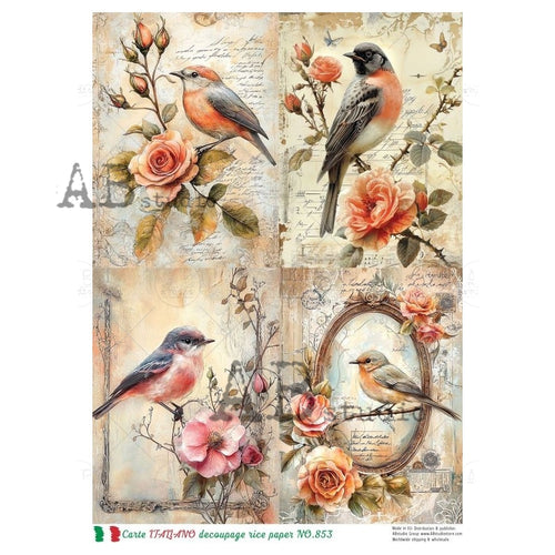 A4 Carte 853 Blush Songbird Collection Rice Paper