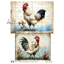A4 Carte 867 Farmhouse Rooster Panel Rice Paper
