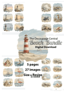 DIGITAL BUNDLE: Beach Bundle 5 pages/27 images - Decoupage Central