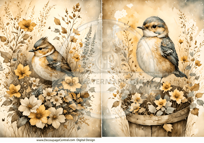 DIGITAL IMAGE: Autumn Bird Duo - Decoupage Central