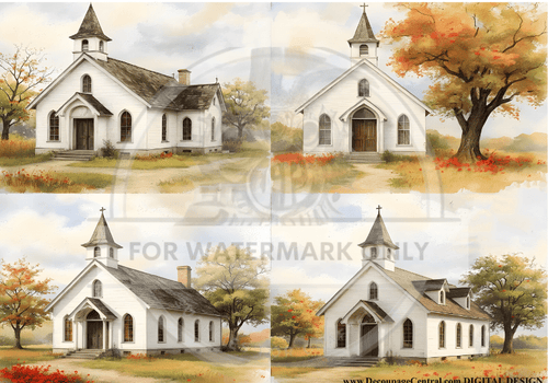 DIGITAL IMAGE: Autumn Chapel - Decoupage Central