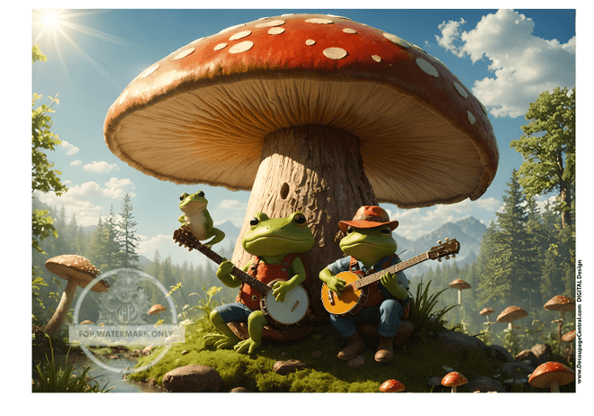 DIGITAL IMAGE: Banjo Frog Instant Download - Decoupage Central