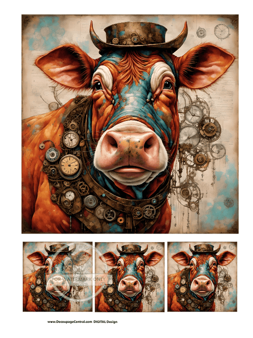 DIGITAL IMAGE: Battle Cow Instant Download - Decoupage Central