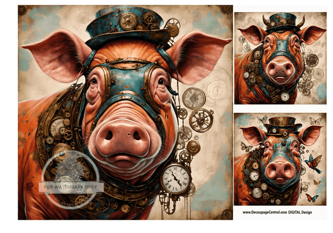 DIGITAL IMAGE: Battle Hog Instant Download - Decoupage Central