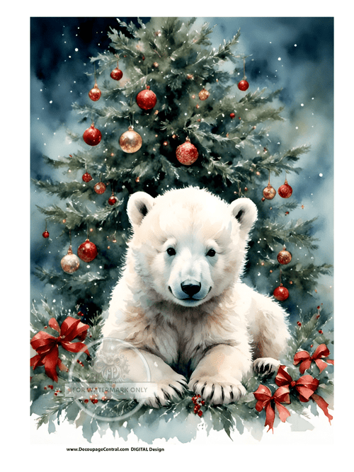 DIGITAL IMAGE: Bear and Tree Instant Download - Decoupage Central