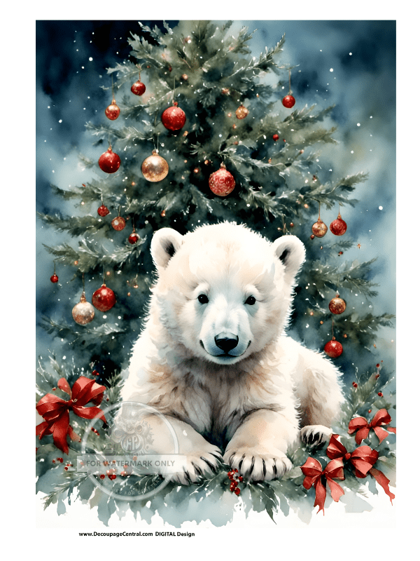DIGITAL IMAGE: Bear and Tree Instant Download - Decoupage Central