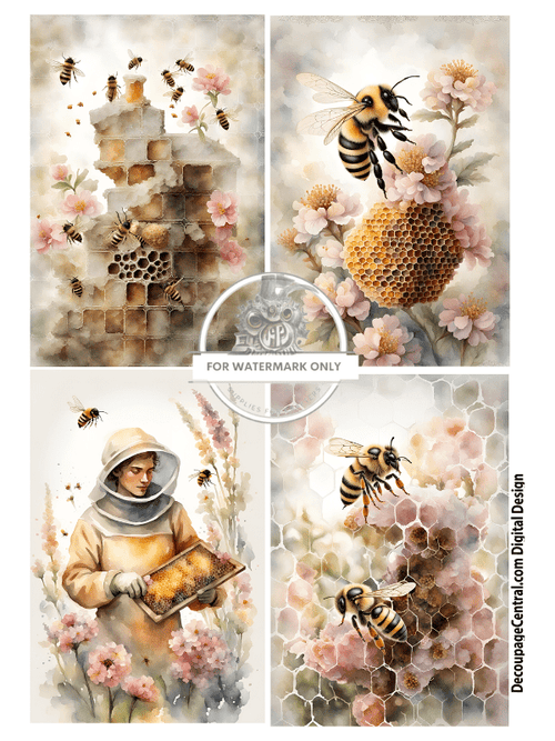 DIGITAL IMAGE: Bees Instant Download - Decoupage Central