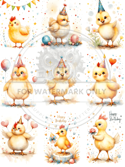 DIGITAL IMAGE: Birthday Chicks! - Decoupage Central