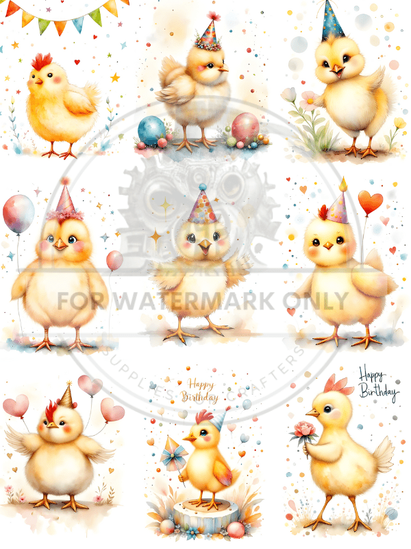 DIGITAL IMAGE: Birthday Chicks! - Decoupage Central