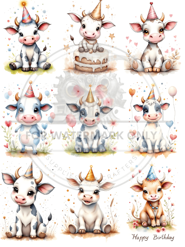 DIGITAL IMAGE: Birthday Cows - Decoupage Central