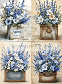 DIGITAL IMAGE: Blue Flower Quad - Decoupage Central