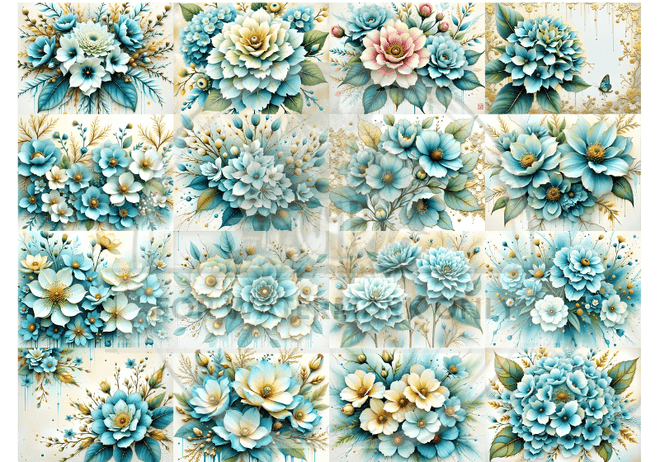 DIGITAL IMAGE: Blue Flowers - Decoupage Central