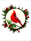 DIGITAL IMAGE: Cardinal in Wreath. Instant Download - Decoupage Central