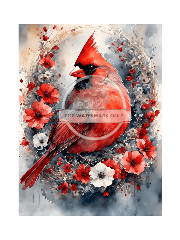 DIGITAL IMAGE: Cardinal Instant Download - Decoupage Central