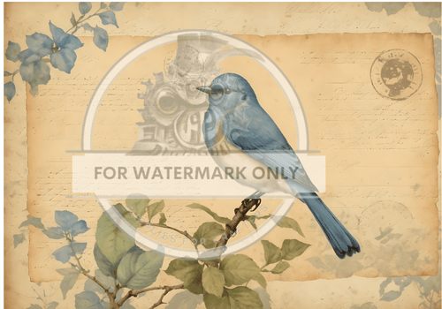 DIGITAL IMAGE: Carte Postale Bluebird - Decoupage Central