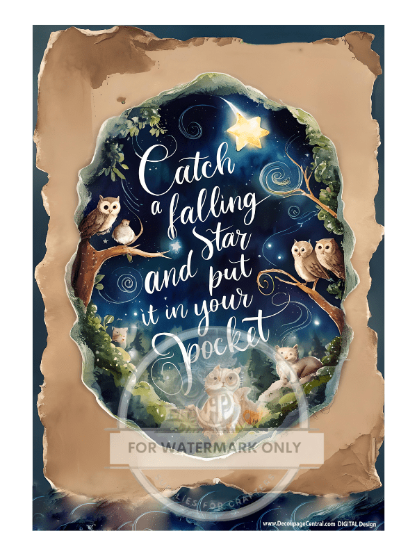 DIGITAL IMAGE: Catch A Star Instant Download - Decoupage Central