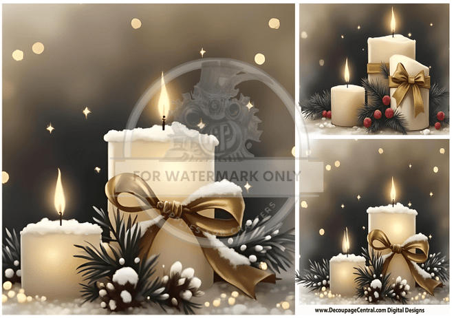 DIGITAL IMAGE: Christmas Candles Instant Download - Decoupage Central