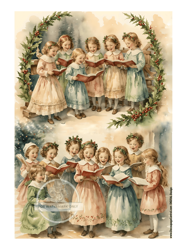 DIGITAL IMAGE: Christmas Choir. Instant Download - Decoupage Central