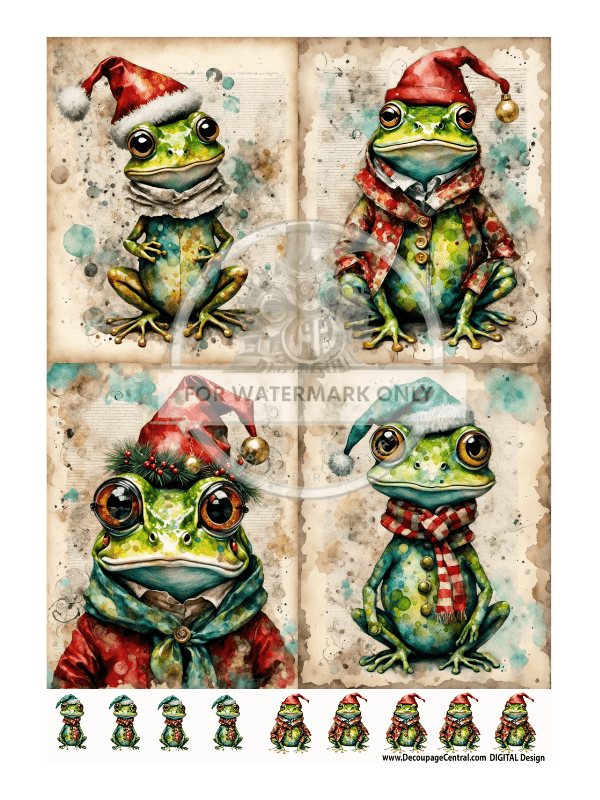 DIGITAL IMAGE: Christmas Frogs Instant Download - Decoupage Central