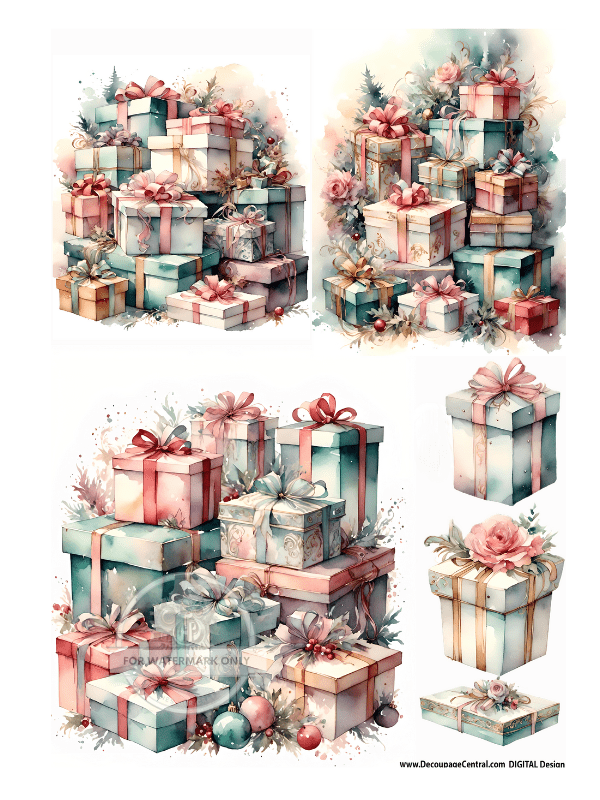 DIGITAL IMAGE: Christmas Gifts Instant Download - Decoupage Central
