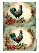 DIGITAL IMAGE: Christmas Rooster Duo Instant Download - Decoupage Central