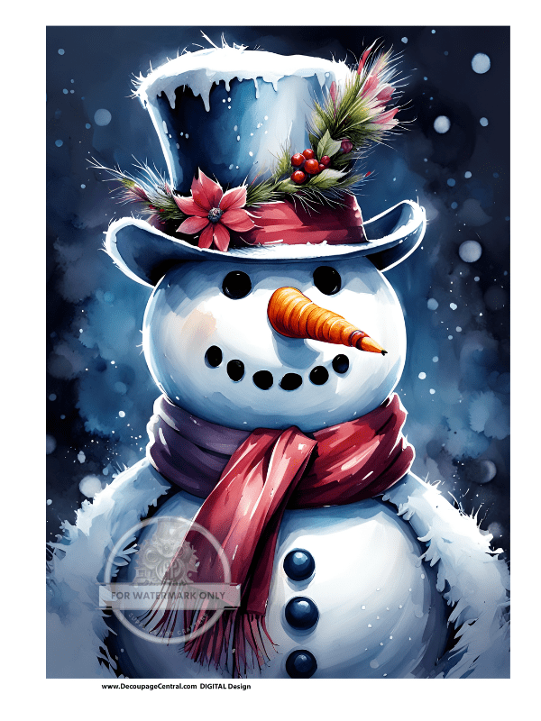 DIGITAL IMAGE: Christmas Snowman Instant Download - Decoupage Central