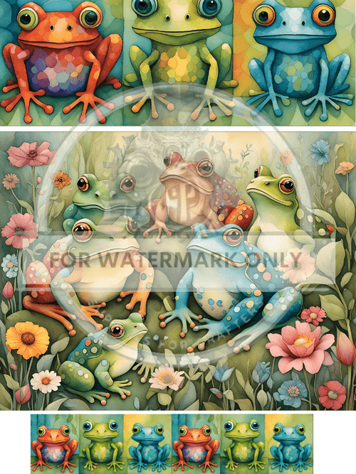 DIGITAL IMAGE: Colorful Frogs - Decoupage Central