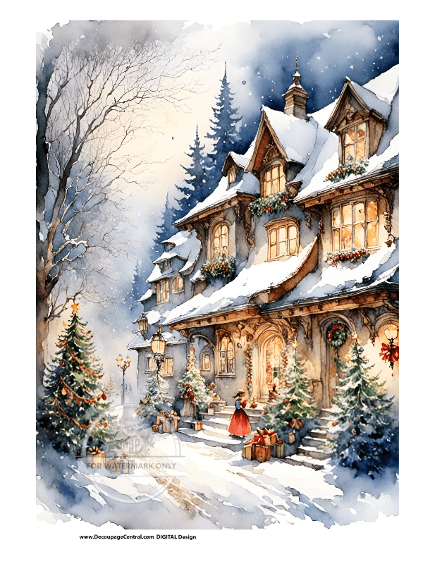 DIGITAL IMAGE: Cottage Core Village Instant Download - Decoupage Central