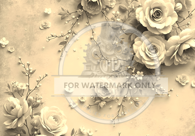 DIGITAL IMAGE: Cream Rose Background - Decoupage Central