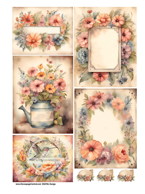 DIGITAL IMAGE: Crema Flora Instant Download - Decoupage Central