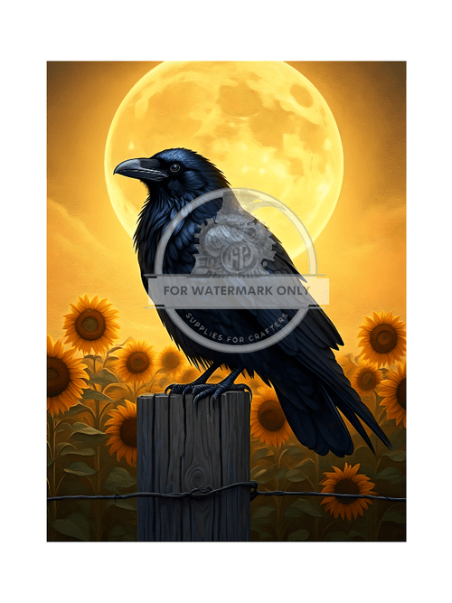 DIGITAL IMAGE: Crow in the flowers. Instant Download - Decoupage Central