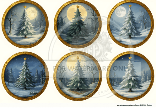 DIGITAL IMAGE: Digital Christmas Tree Circles - Decoupage Central