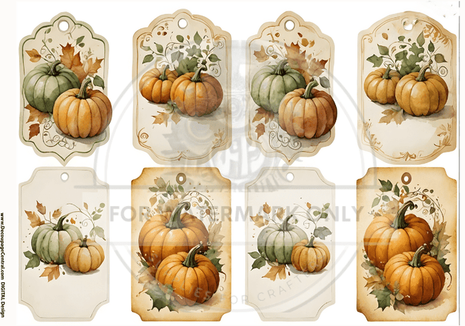DIGITAL IMAGE: Digital Halloween Pumpkin Tags - Decoupage Central